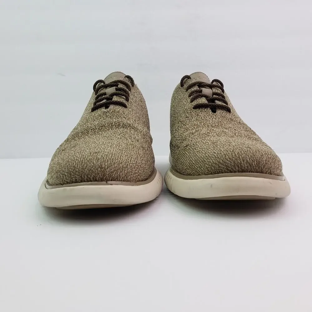 Cole Haan Grand OS Mens Size 8.5 Tan Brown Knit Formal Dress Sneaker Shoes C3544